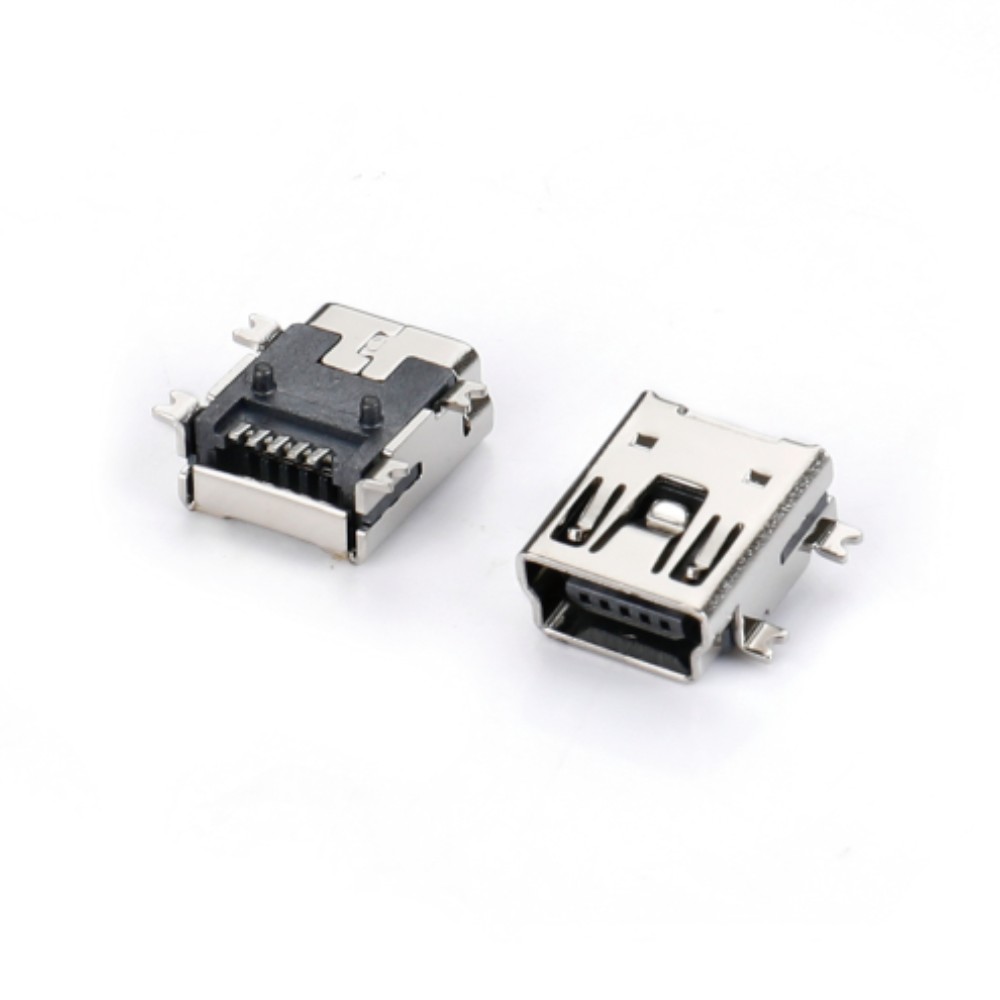 02BT-1105 MINI USB 5F SMT B型四腳全貼 雙卡點 有柱